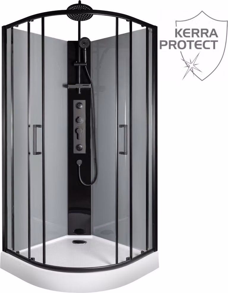 Kerra | Cabina doccia Wega - 90X90 Cm - Nero - Idromassaggio - Facile installazione - Design moderno