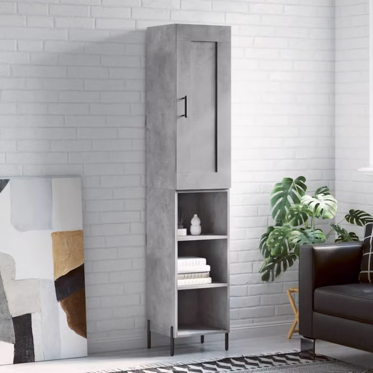 vidaXL Credenza Moderna Grigia in Legno e Metallo con Ante a Battente L/P/H: 34,5 x 34 x 180 cm