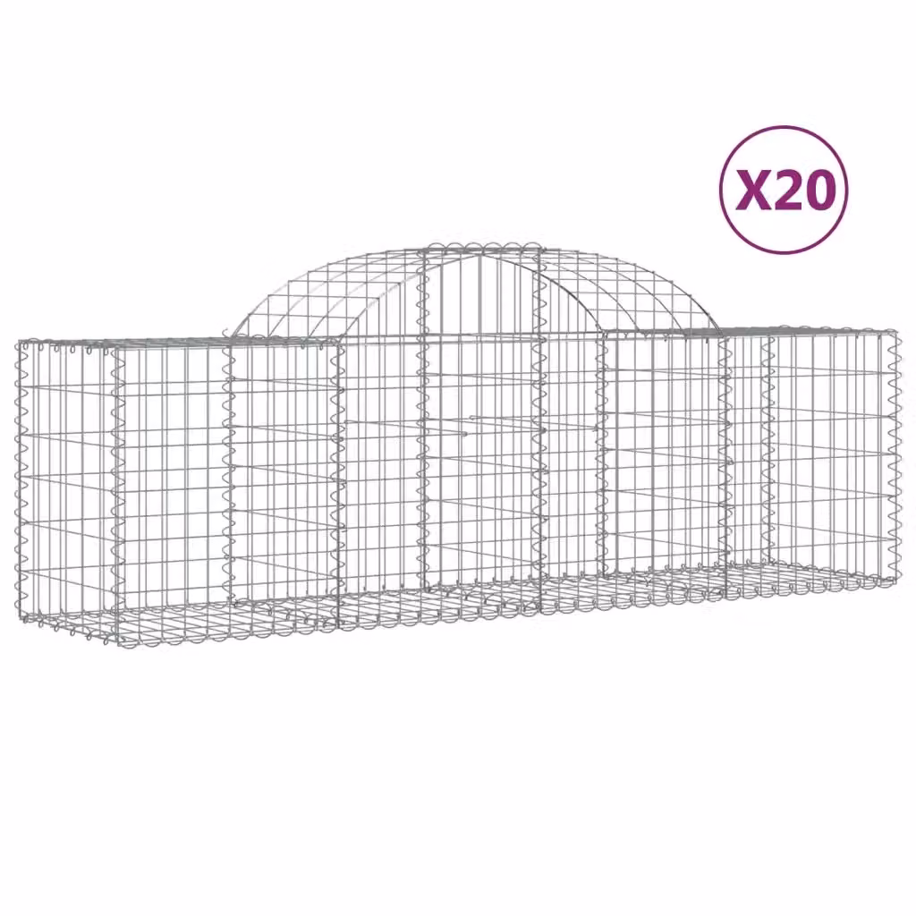 Set di 20 Cesti Gabbioni ad Arco Videx in Acciaio Zincato Argento L: 200 cm, P: 50 cm, H: 60/80 cm – 2