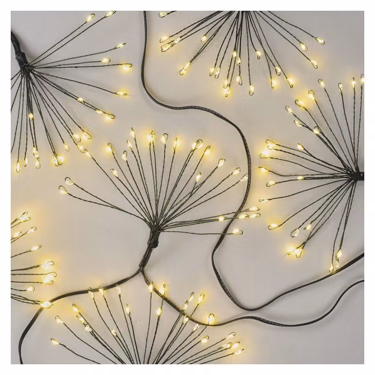 Catena luminosa a LED, luce bianco caldo, 8 metri, 450 micro-LED, timer, cavo verde
