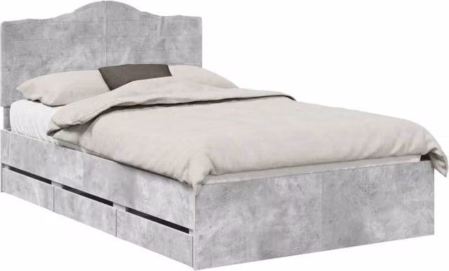Letto matrimoniale | Letto per adulti | Struttura del letto con cassetto Grigio Cemento 135 x 190 cm