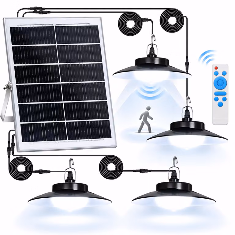 Luce solare LED a sospensione lampade solari per esterni interni rilevatore di movimento Luce solare LED a sospensione luci solari a sospensione per padiglioni garage ripostigli