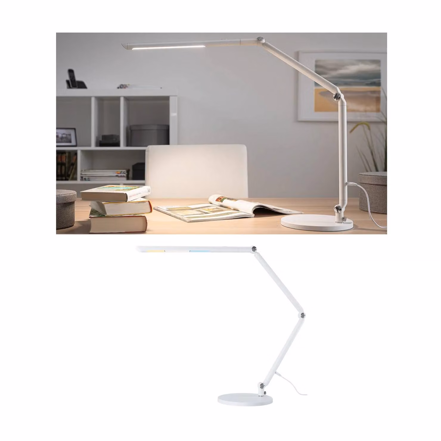 Paulmann Lampada da scrivania FlexBar, dimmerabile, Bianco / Opale, Studio / Ufficio, Alluminio, Moderno, Lampada da tavolo