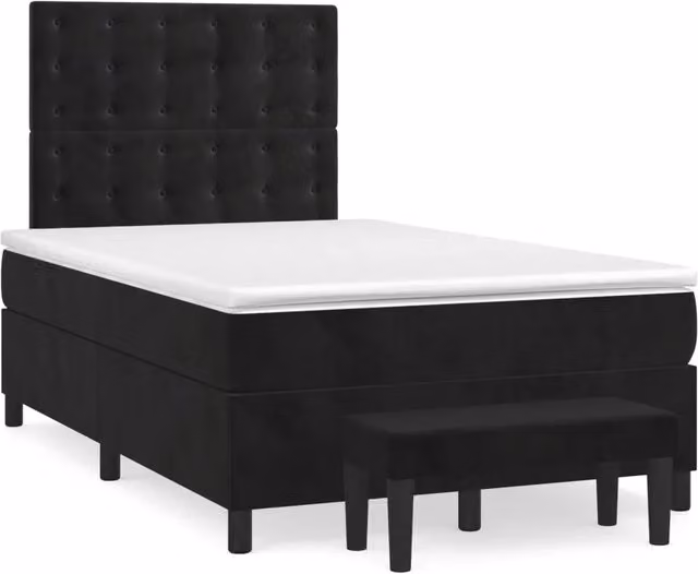 Letto Ibrido vidaXL con Materasso e Struttura in Velluto Nero e Bianco, L/P/H: 120 x 200 cm