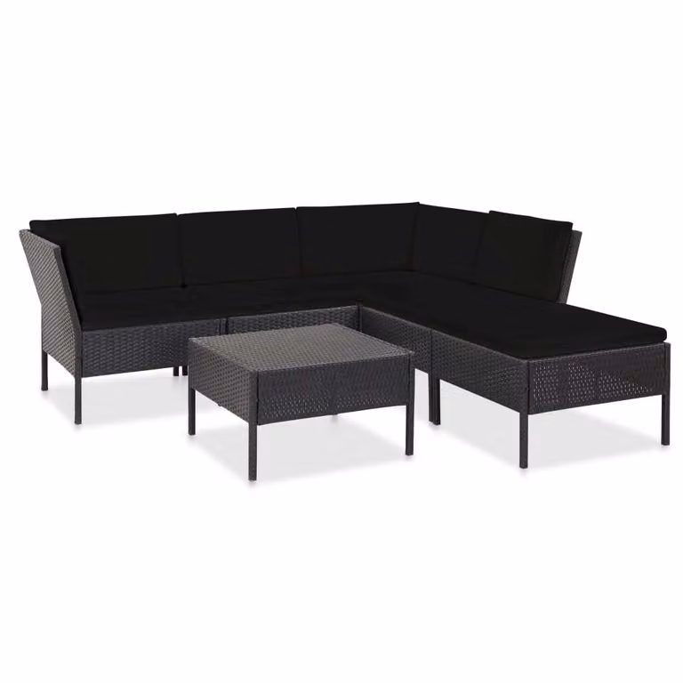 Maison Exclusive - Set da giardino 6 pezzi con cuscini in polyrattan nero