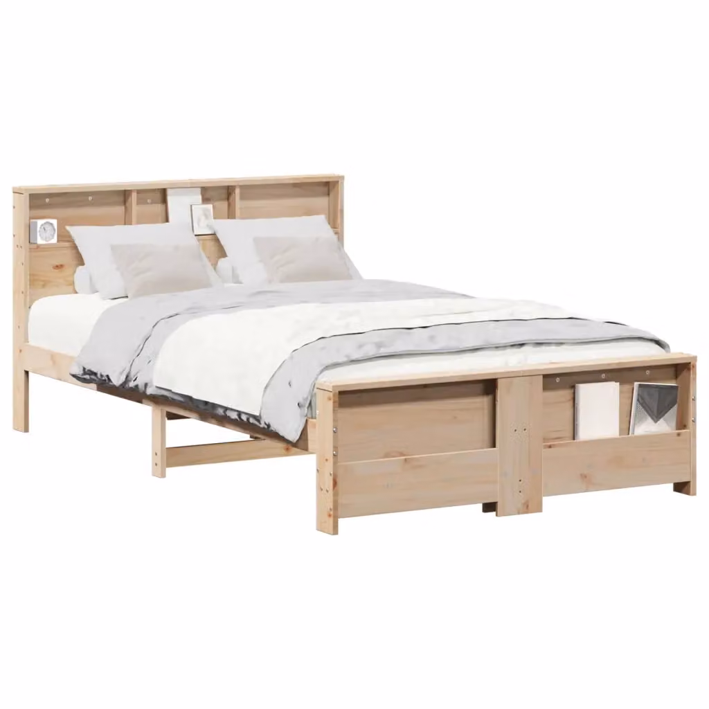 Letto con scaffali laterali in legno di pino Marrone vidaXL L 120 cm x P 200 cm – 2
