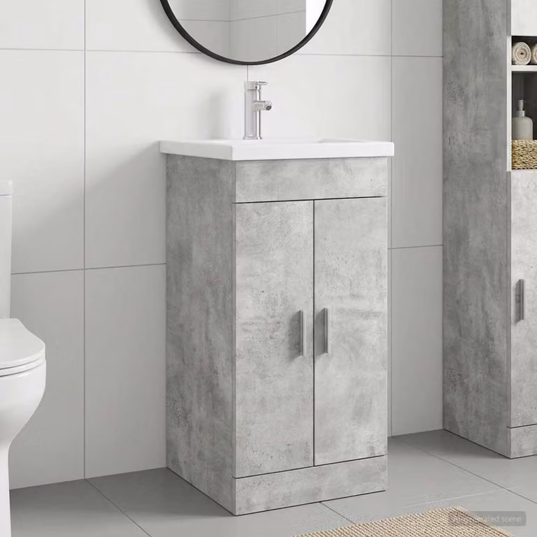 Mobile da bagno con lavabo vidaXL moderno Grigio Cemento, L: 42 cm, P: 40 cm, H: 84,5 cm