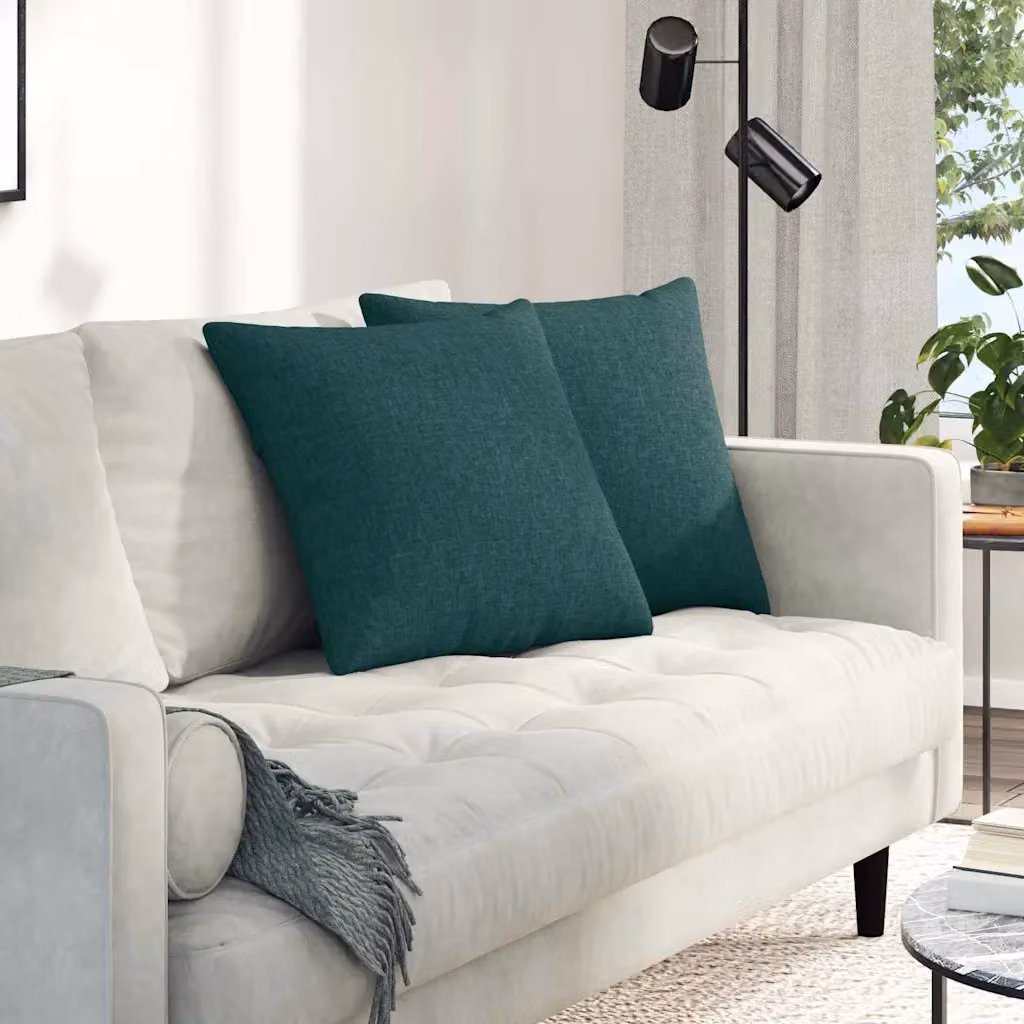 Set di 2 cuscini da divano quadrati vidaXL in tessuto verde con fodera rimovibile, L 50 cm x P 50 cm x H 50 cm