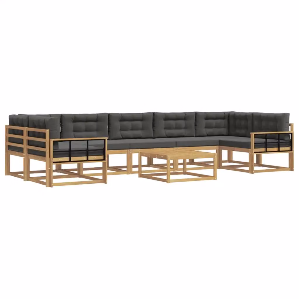 Set di divani da esterno vidaXL in legno di acacia con tavolo da caffè, 6 pezzi, Bianco e Antracite – 2