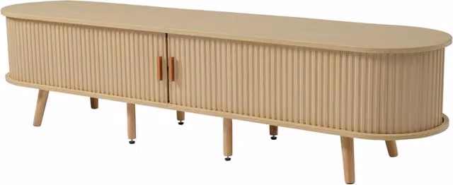 Mobile TV e Tavolino in MDF colore legno chiaro con spazio contenitivo, design moderno minimalista