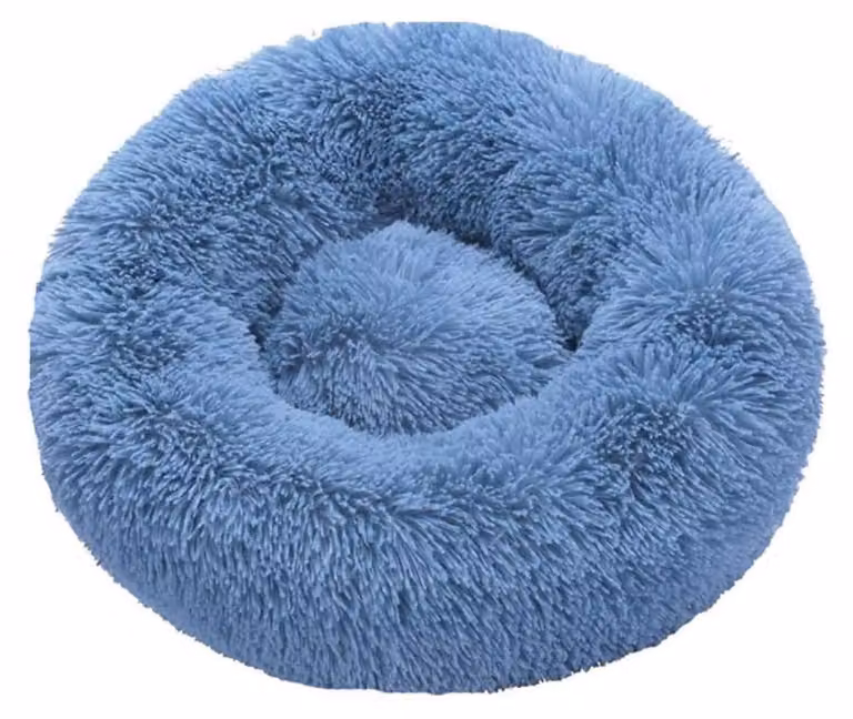 Cuccia per cani, cuccia per gatti, morbida, rotonda, in peluche, 100 cm, blu