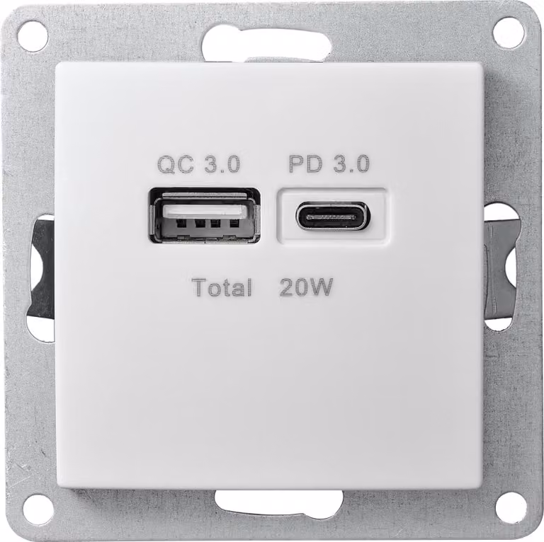 MCPOWER Presa di ricarica USB "FLAIR" a 2 vie, 3,4A, bianco, presa di ricarica USB