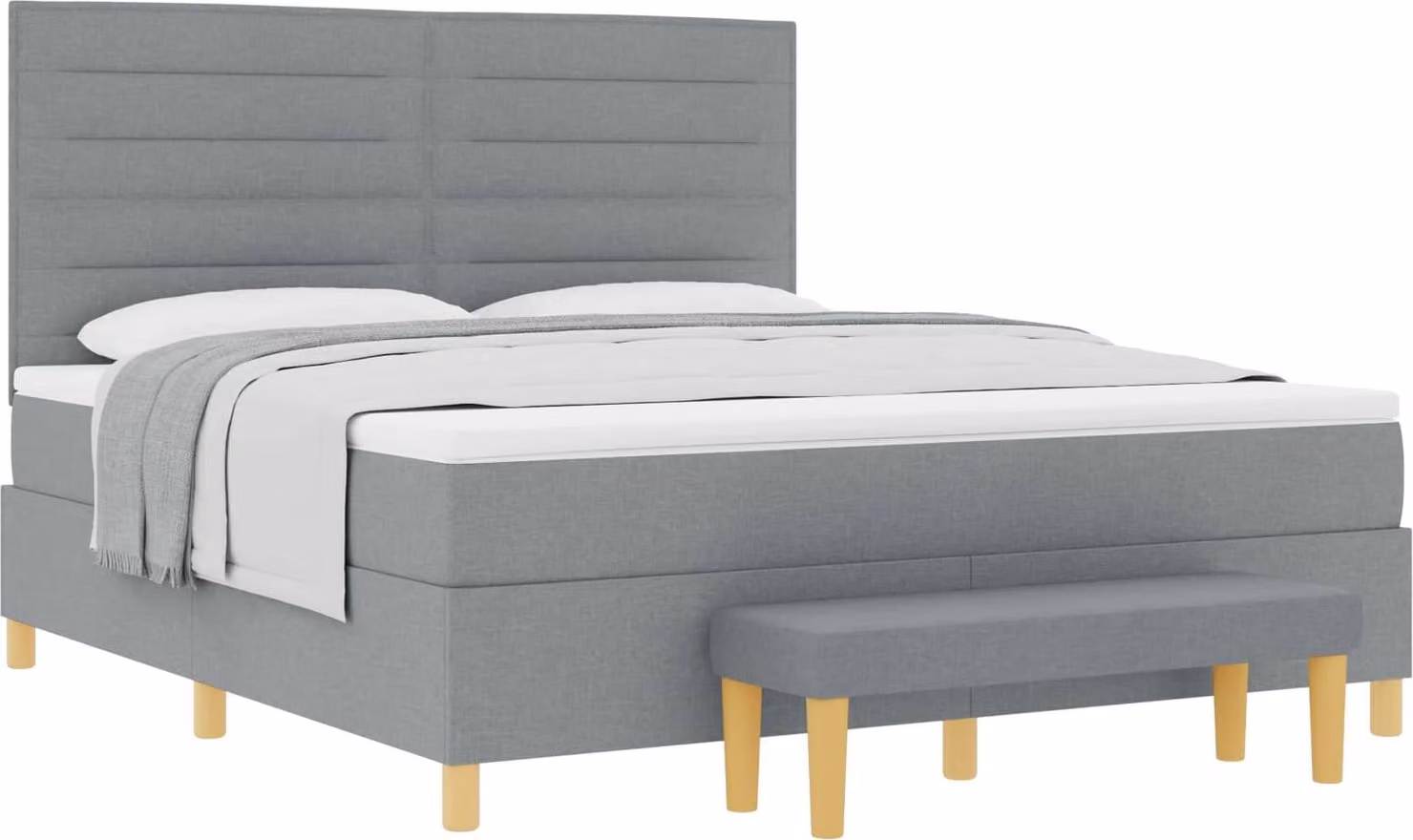 Letto a molle con testiera Grigio chiaro 200 x 180 cm Tessuto