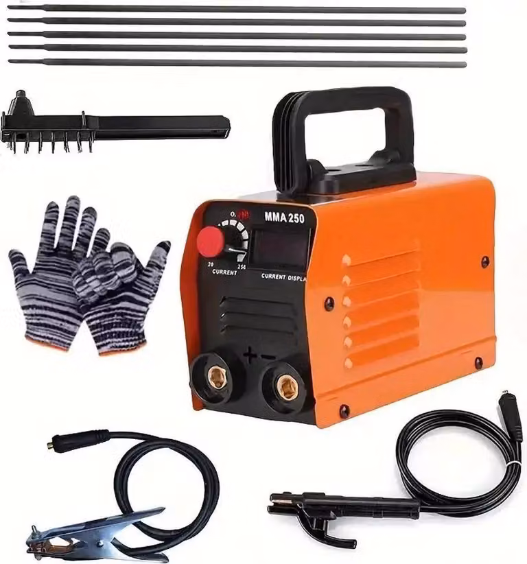 Saldatrice inverter - MMA-250 - 3,8 kW. Saldatrice portatile ad elettrodo - Corrente di saldatura regolabile - Ideale per la riparazione di autoveicoli - Con custodia per attrezzi