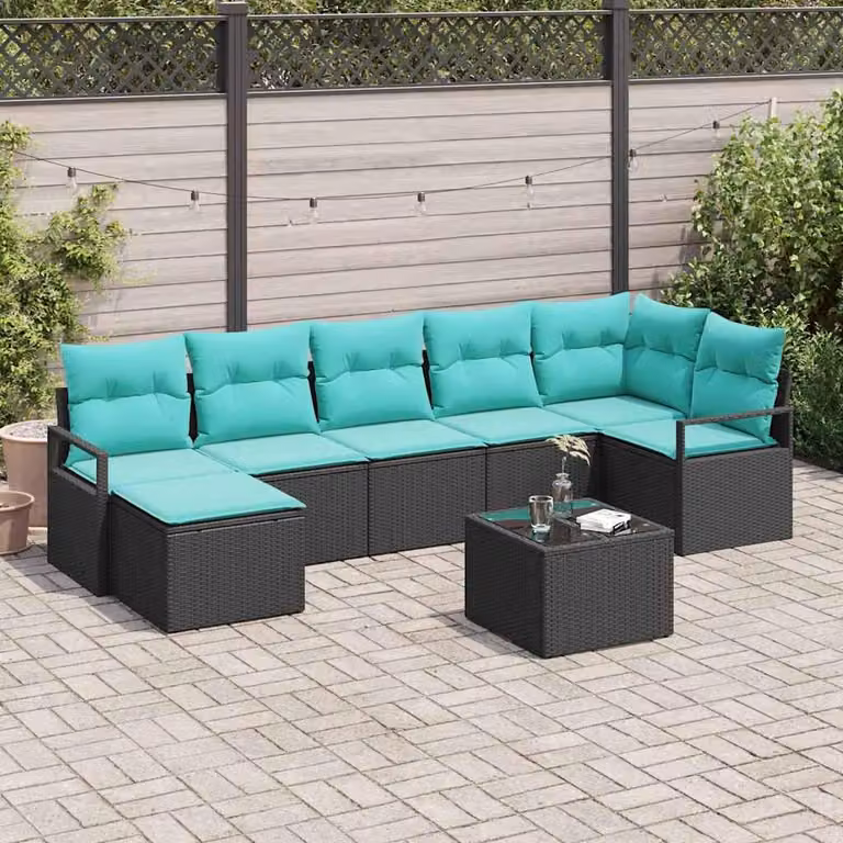 Maison Exclusive - Set di divani da esterno, 8 pezzi, colore nero [Materiale sintetico]: rattan sintetico