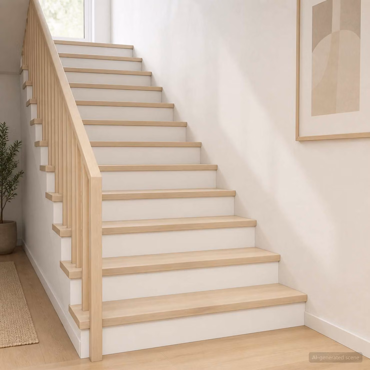 Set di 2 gradini per scale vidaXL in legno, colore bianco, L 110 x P 25 x H 2 cm