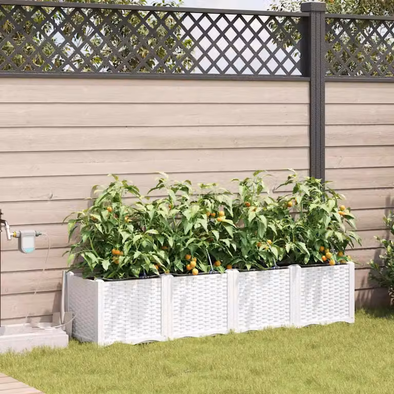 Set di 4 vasi da giardino vidaXL in plastica bianchi, L 160 cm x P 40 cm x H 37,5 cm