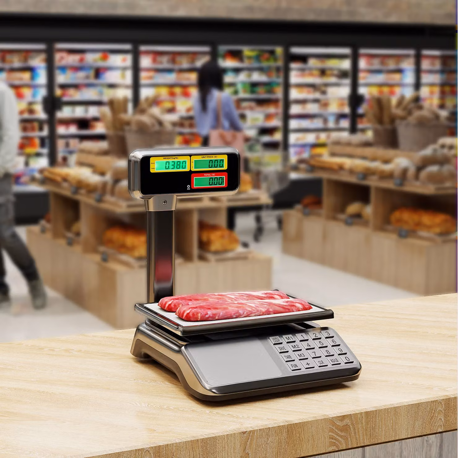 Bilancia elettronica professionale Costway in acciaio inossidabile color argento con schermo LCD retroilluminato per mercato e macelleria