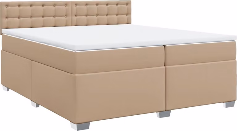 Giroletto a Molle con Materasso Cappuccino 200x200cm Pelle finta