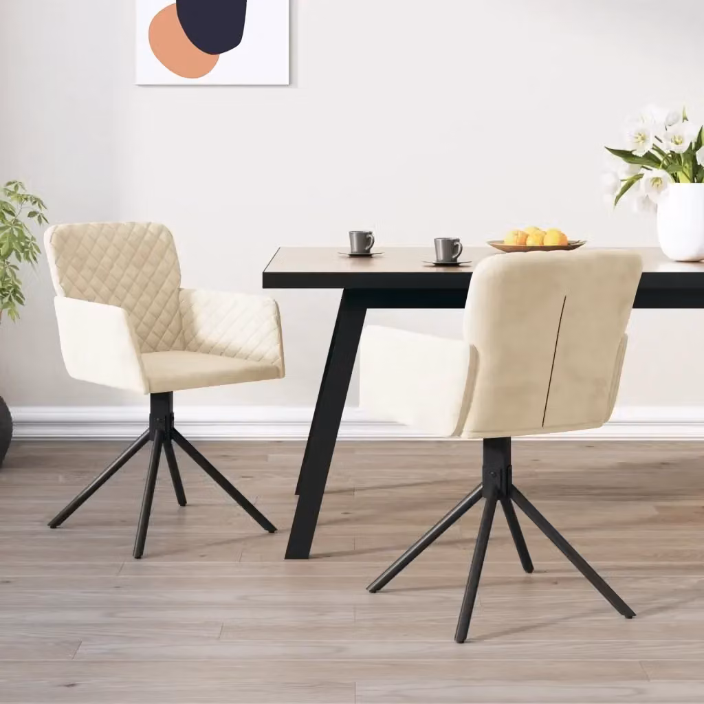 Set di 2 sedie da pranzo girevoli a 360 gradi in velluto beige con design moderno per soggiorno e cucina – 2