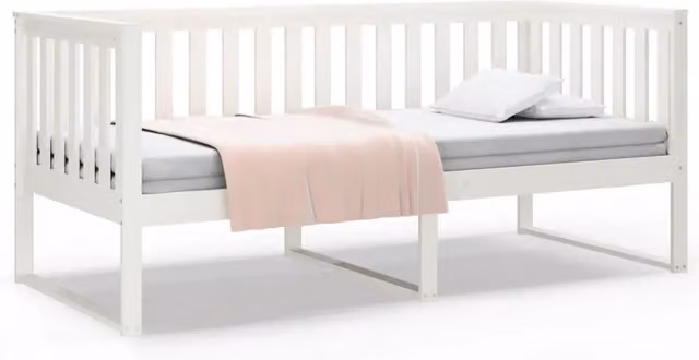 Letto singolo | Letto per adulti | Dormeuse senza Materasso Bianco 100x200 cm Legno Massello Pino