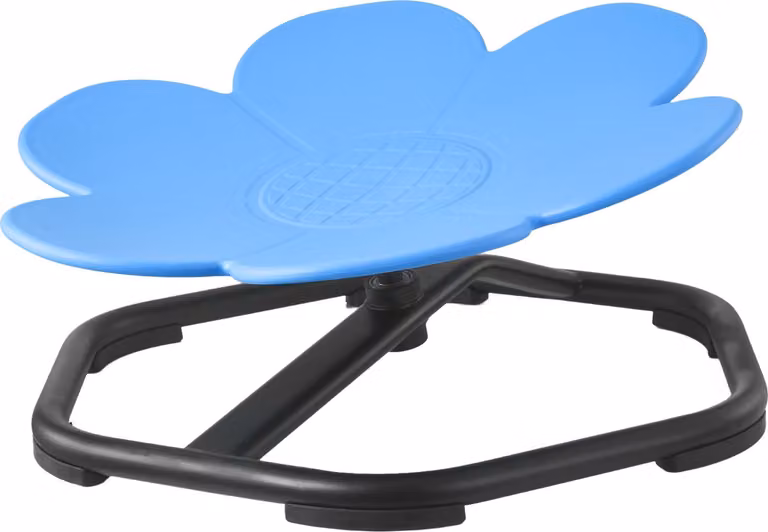 SucceBuy sedia girevole per bambini a forma di fiore, portata 100 kg, giocattolo sensoriale con base in metallo antiscivolo per favorire la coordinazione, l'equilibrio e la concentrazione, blu