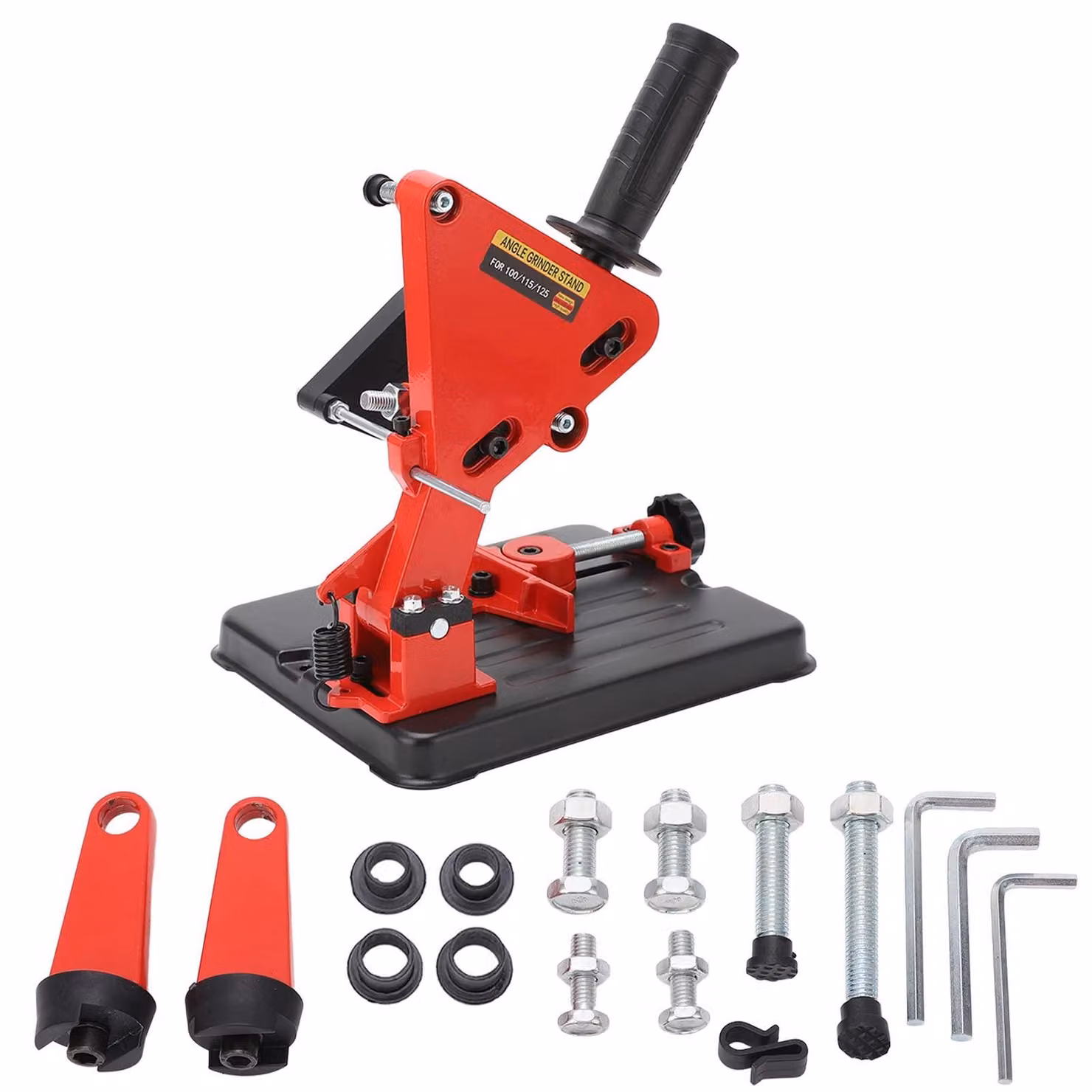 Smerigliatrice angolare - Morsetto fisso - Ghisa - Rosso/Nero - Supporto regolabile - Adatta per smerigliatrici angolari da 100 a 125 - Profondità di taglio: 30 mm
