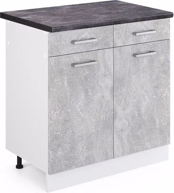 Mobiletto base per cucina R-Line Calcestruzzo/Bianco 80 cm, PL Antracite Vicco