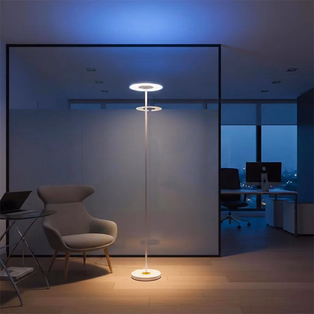 Lampada da terra LED Planetitaly Bianca, 48W Dimmerabile CCT RGBW con Telecomando, Orientabile 360 gradi, Altezza: 200 cm – 2