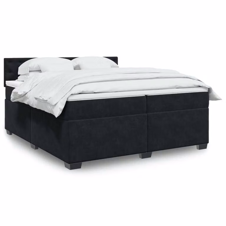 Maison Exclusive - Giroletto a Molle con Materasso Nero 200x200 cm in Velluto