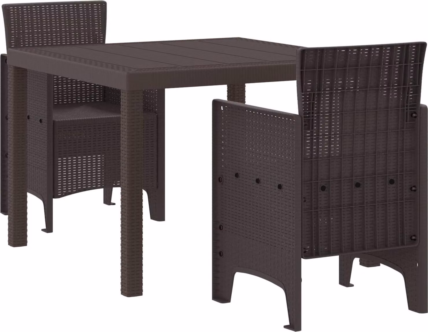 Set da Pranzo per Giardino 3 pcs Marrone Polipropilene