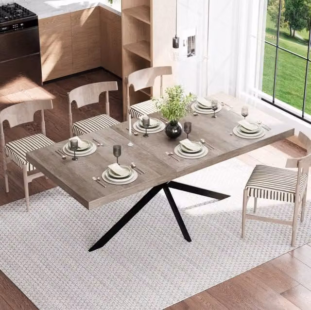 Tavolo da pranzo allungabile 140-180 cm grigio, contenitore nascosto, 4-6 persone