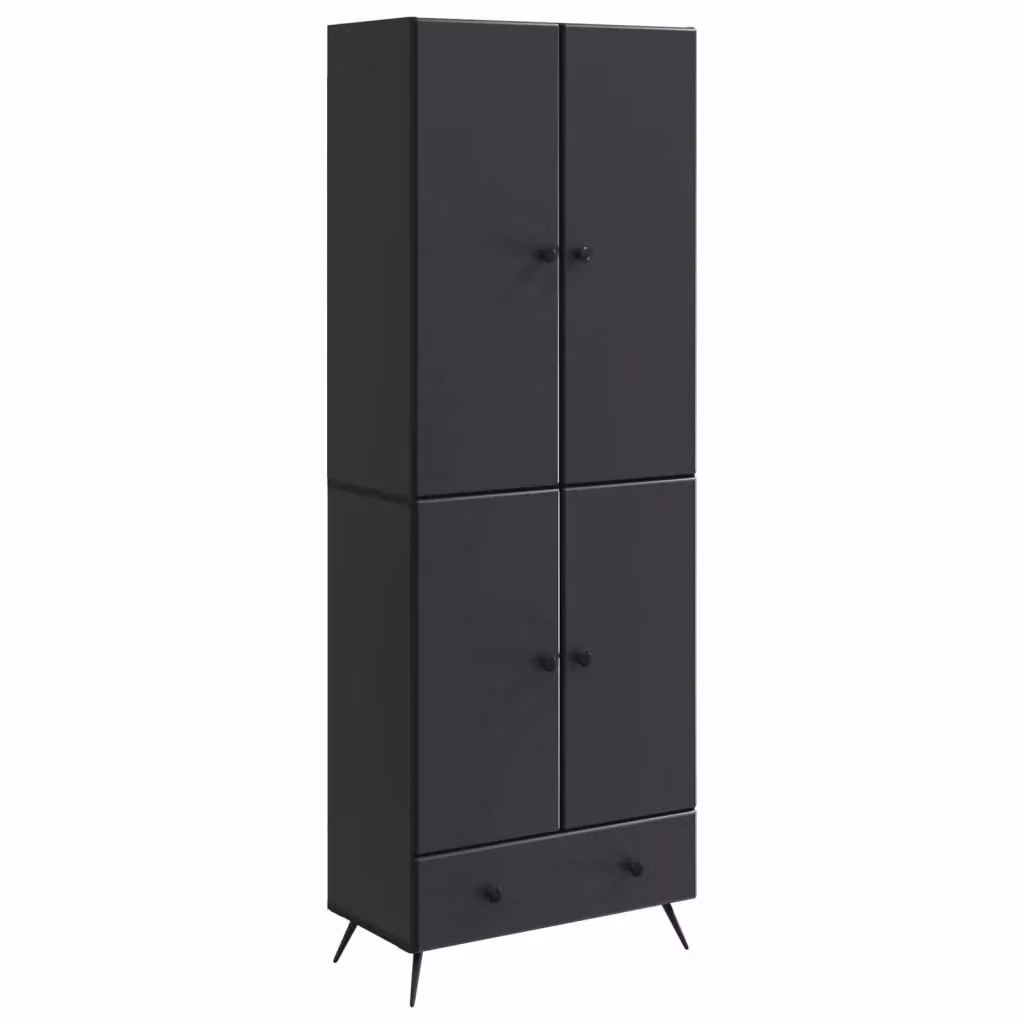 Set di 2 armadi moderni vidaXL in MDF nero opaco con illuminazione integrata e cassetti interni – 2