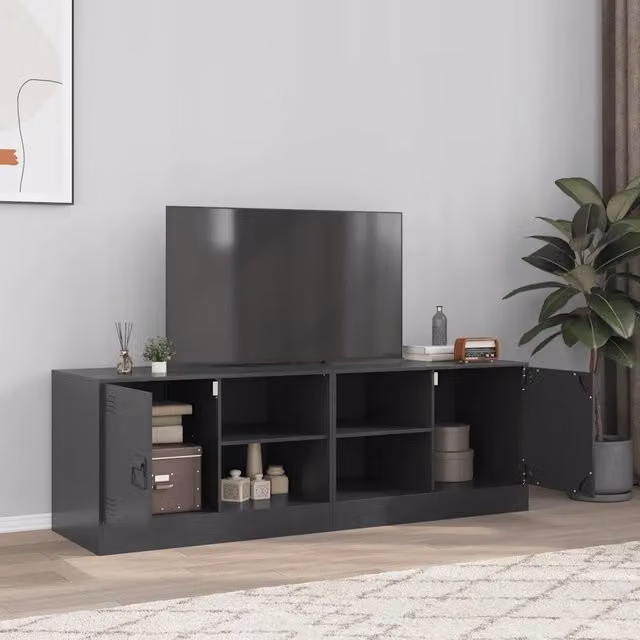 Mobili TV 2 pz-Set di 2 Credenza per TV Neri 67x39x44 cm in Acciaio 676234