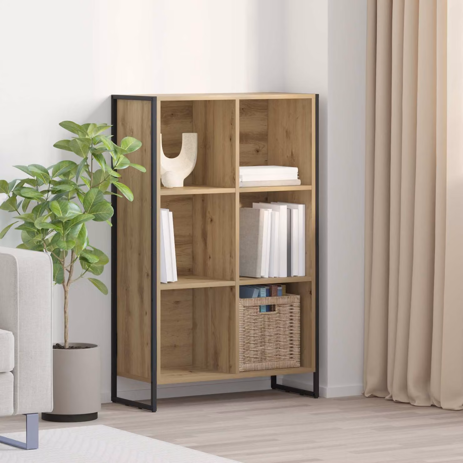 Armadio per libri vidaXL in stile industriale marrone con ripiani in legno e metallo L: 68 cm, P: 30 cm, H: 108 cm