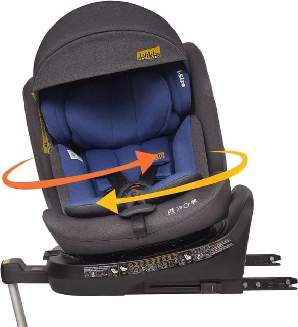 Seggiolino Auto Reboarder Jovikids con Rotazione 360°, Sistema i-Size ECE R129, Blu, dalla Nascita ai 12 Anni