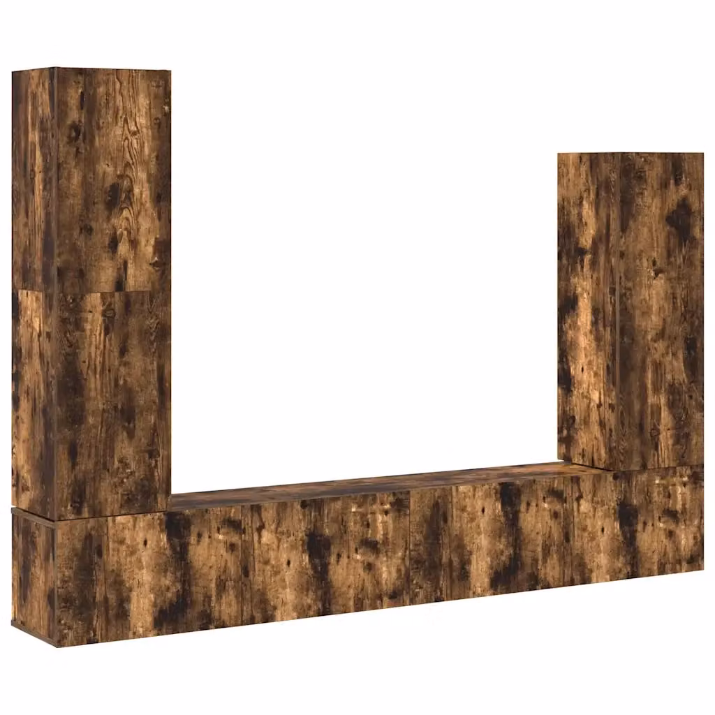 Set di Mobili Porta TV 4 pz vidaXL in Legno Rovere Fumo e MDF per Soggiorno, Montaggio a Parete – 2
