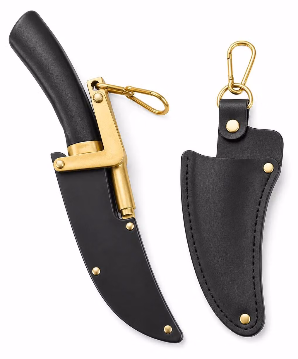 Coltello da giardino curvo - Coltello per potatura - Acciaio inossidabile - Fodero protettivo - Portatile - Manuale