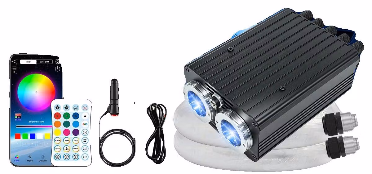 Kit in fibra ottica, funzione di controllo remoto, modalità di illuminazione regolabili, effetto "pioggia di meteoriti" (opzionale), singolo effetto "pioggia di meteoriti" da 4 metri