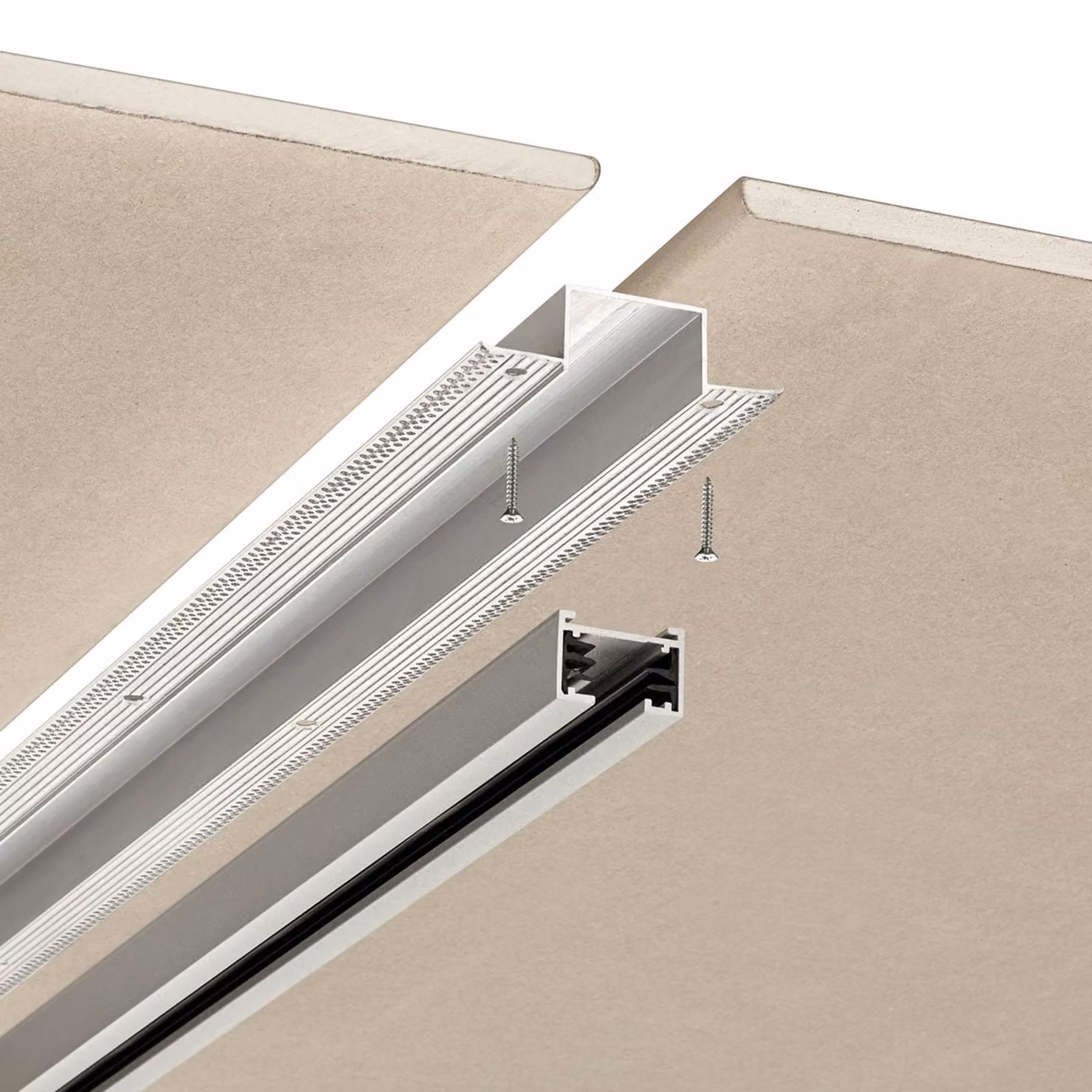 Trio Lighting Profilo di montaggio per sistema binario bifase DUOline, in alluminio Einbauprofil für DUOline, Alluminio / Grigio / Zincato, Alluminio, Sistema a binario