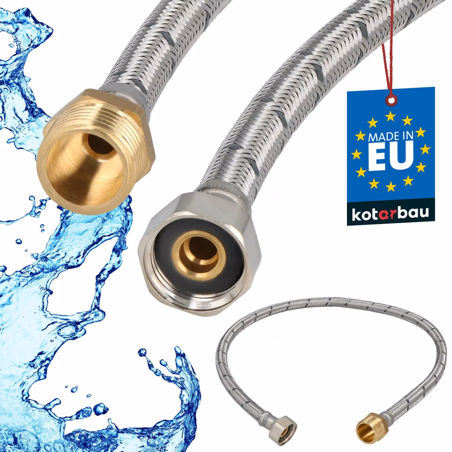 KOTARBAU® Tubo Flessibile per Rubinetto 1/2" x 1/2" Rinforzato 70cm Tubo Flessibile Rubinetto Cucina Maschio x Femmina Acciaio Inox