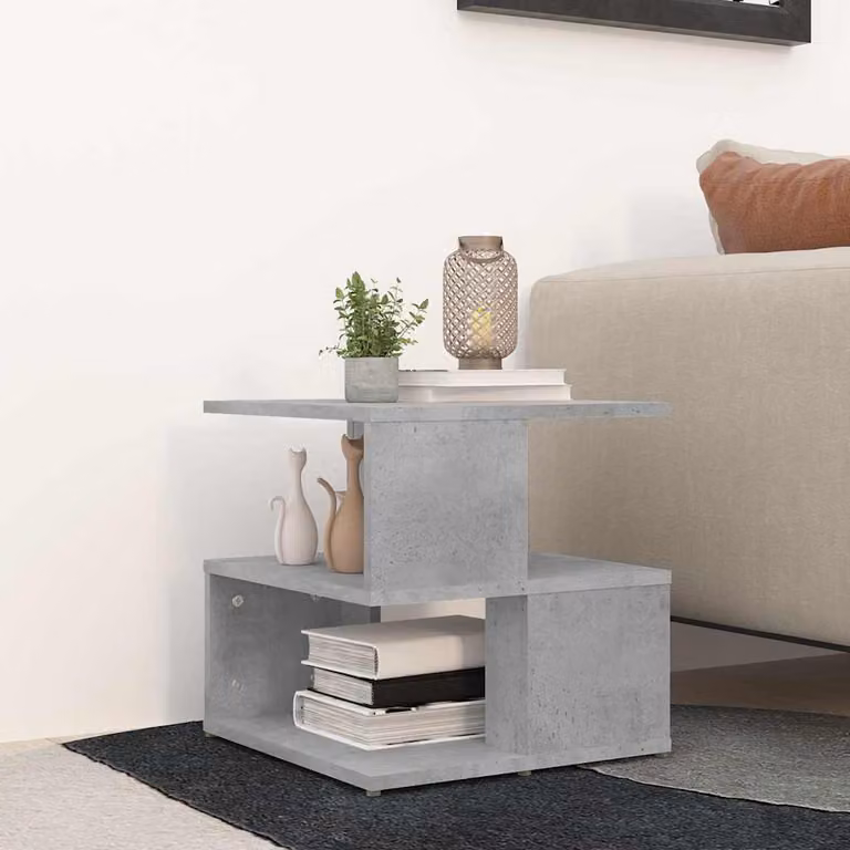 vidaXL Tavolino Quadrato Moderno Grigio in Legno e Composito L/P/H: 40 x 40 x 40 cm