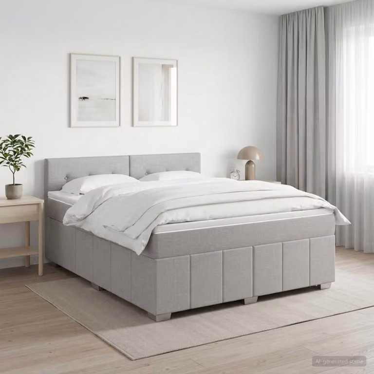 Maison Exclusive - Letto boxspring con materasso Grigio chiaro 180 x 200 cm Tessuto