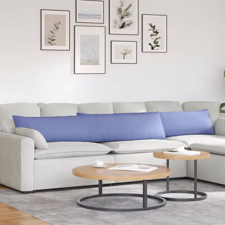Set di 2 cuscini da divano vidaXL in tessuto blu jeans, forma rettangolare, L 200 cm x P 40 cm x H 40 cm