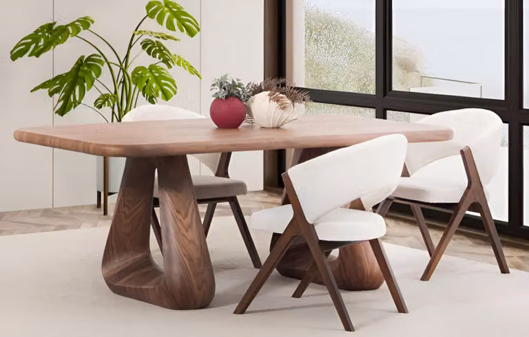 Beige Stoffstühle Esszimmermöbel Holzfüße Exklusives Stuhl-Set