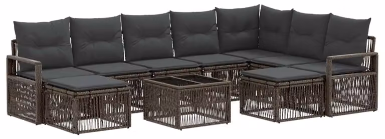 Set Divano da Giardino 10 pcs Grigio polyrattan