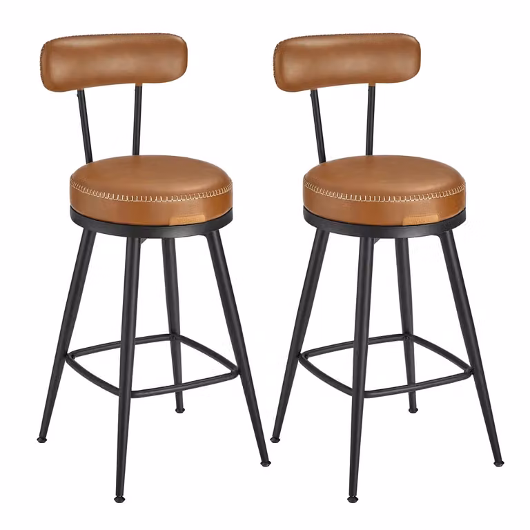 EKHO Collezione - Set da 2 Sgabelli da Cucina 65 cm, Marrone Caramello / 54 x 54 x 91 cm