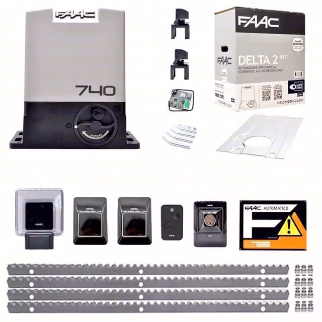 FAAC DELTA 2 740 KIT 4MT CREMAGLIERA METALLO AUTOMAZIONE CANCELLO SCORREVOLE