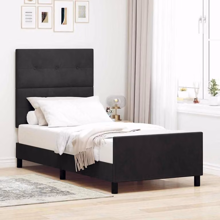 Maison Exclusive - Letto boxspring con testiera, nero, 100 x 200 cm, velluto