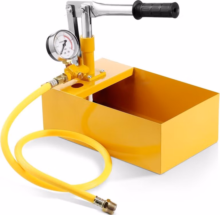 Pompa per prove idrostatiche, max 25 bar/362 PSI, kit tester manuale idraulico a valvola singola con manometro, serbatoio acqua da 5 litri, tubo flessibile da 1 m con connettore filettato esterno da 1,27 cm per tubazioni